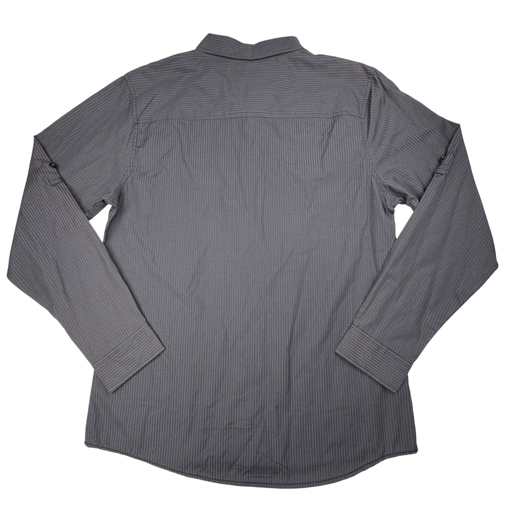 No Retreat Men's Large Black Purple Pinstripe Long Sleeve Button Up Shirt - Picture 2 of 13